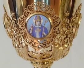 Solid silver gilt antique French Gothic Chalice.